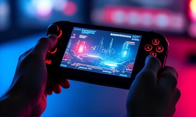 Modern handheld gaming PC with glowing RGB lights