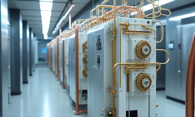 Futuristic laboratory with cold storage quantum processor architecture